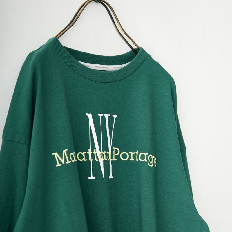 MANHATTAN PORTAGE [マンハッタンポーテージ] 別注 ボリュームスリーブ ロゴ刺繍ビッグロンT [22SS-MP-INL02-JF] GREEN