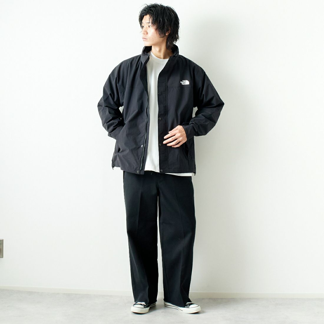 THE NORTH FACE [ザ ノースフェイス] ハイドレナウィンドジャケット [NP72131] K ﾌﾞﾗｯｸ &&モデル身長：182cm 着用サイズ：XL&&