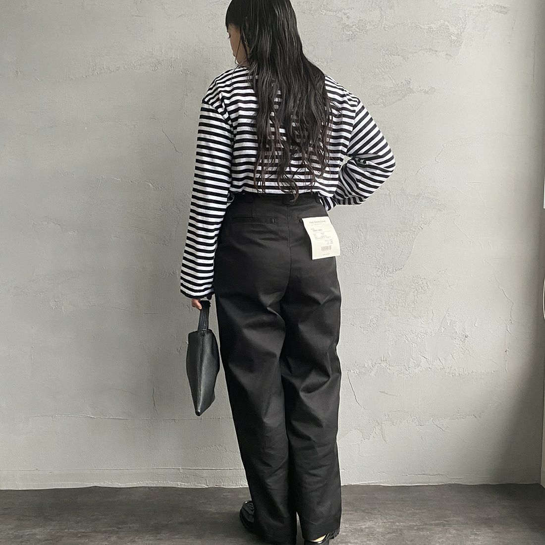 THE SHINZONE [ザ シンゾーン] マリンボーダーTシャツ [19SMSCU93] 07 BLACK &&モデル身長：156cm 着用サイズ：F0&&