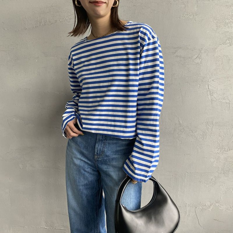THE SHINZONE [ザ シンゾーン] マリンボーダーTシャツ [19SMSCU93] 83 BLUE&&モデル身長 163cm 着用サイズ F0&&