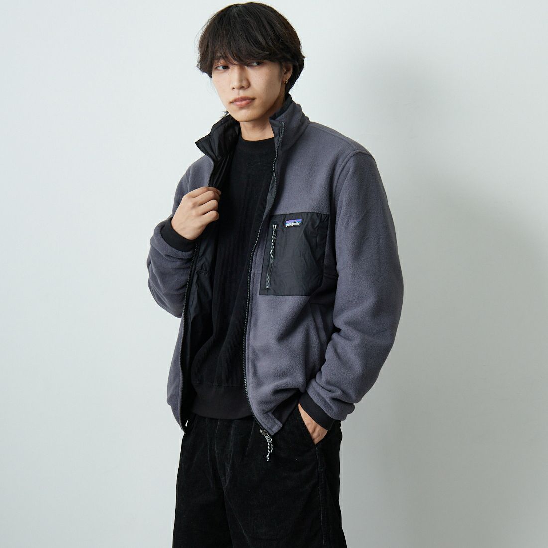 patagonia [パタゴニア] メンズ リバーシブル シェルド マイクロディニ ジャケット [26215] BLK &&モデル身長：179cm 着用サイズ：M&&