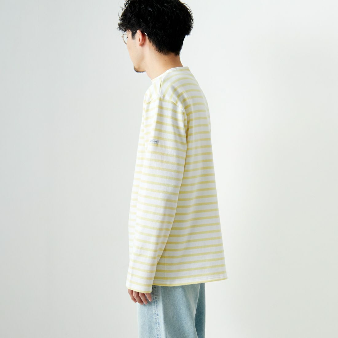 ST.JAMES [セントジェームス] バスクボーダーロングスリーブTシャツ [OUESSANT] NEI/ZES&&モデル身長：168cm 着用サイズ：6&&