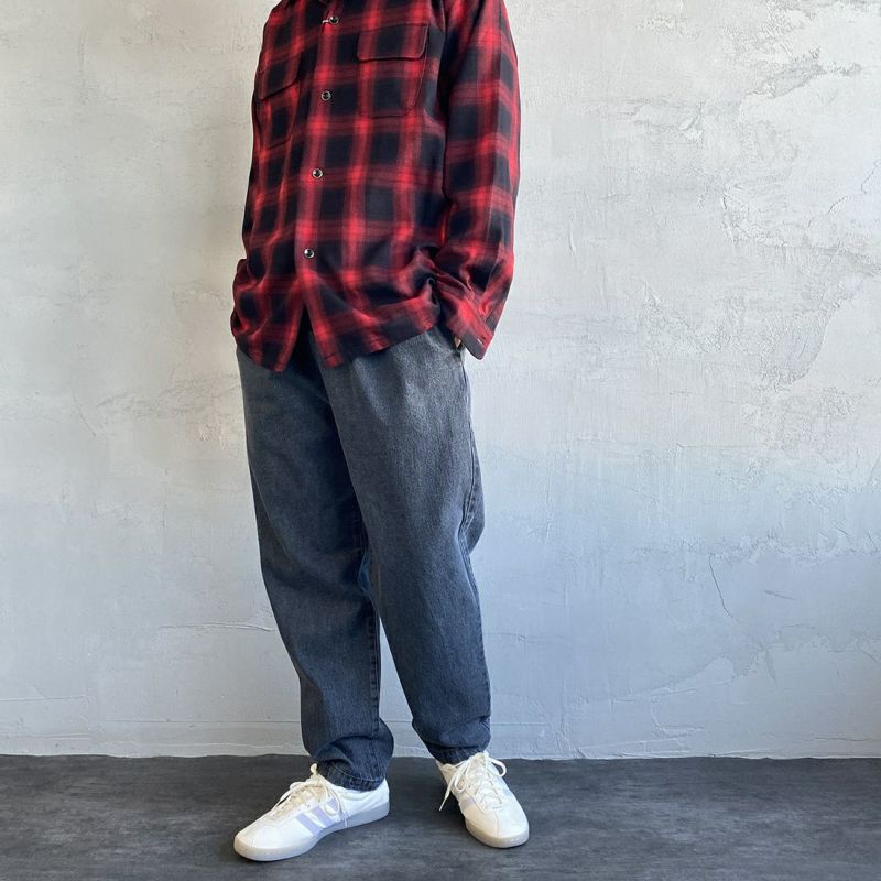 UNIVERSAL OVERALL [ユニバーサルオーバーオール] 別注 シェフパンツ [U2313601IN-JF] DENIM BLK &&モデル身長：173cm 着用サイズ：L&&