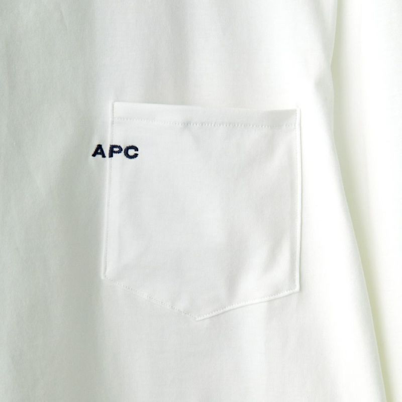 A.P.C. [アー・ペー・セー] 刺繍入りポケット付長袖Tシャツ [POCKET-EMB-T] 90 BLANC