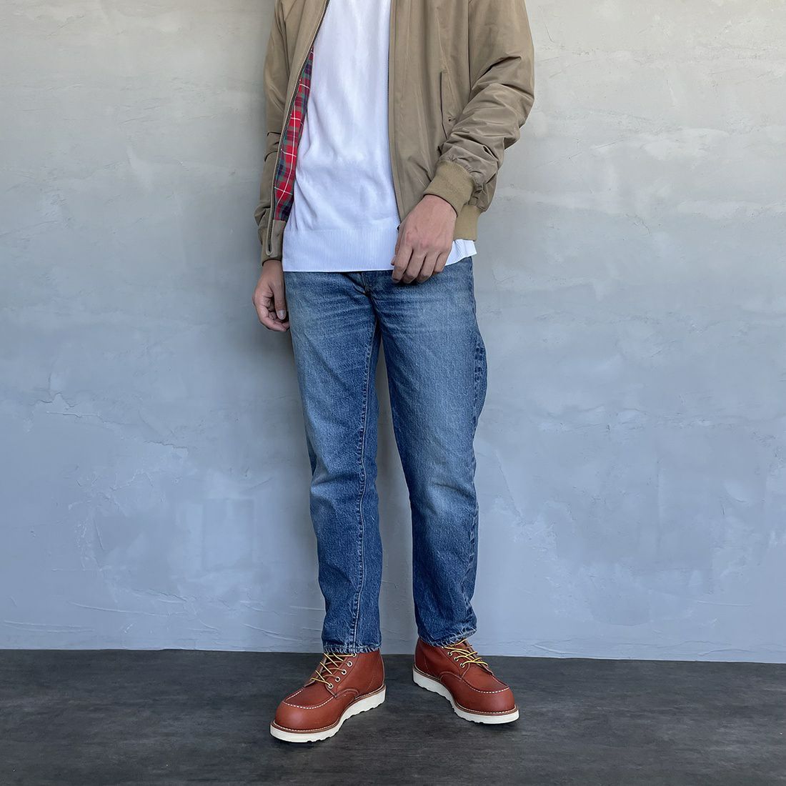 WAREHOUSE [ウエアハウス] 2ND-HAND デニムパンツ(USED WASH) [1105] UW (USED WASH 中)&&モデル身長：173cm 着用サイズ：31&&