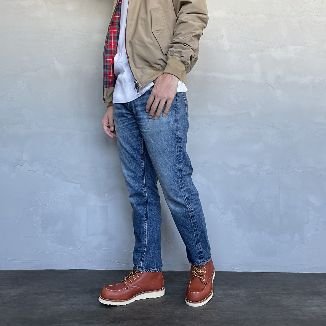 WAREHOUSE [ウエアハウス] 2ND-HAND デニムパンツ(USED WASH) [1105] UW (USED WASH 中)&&モデル身長：173cm 着用サイズ：31&&
