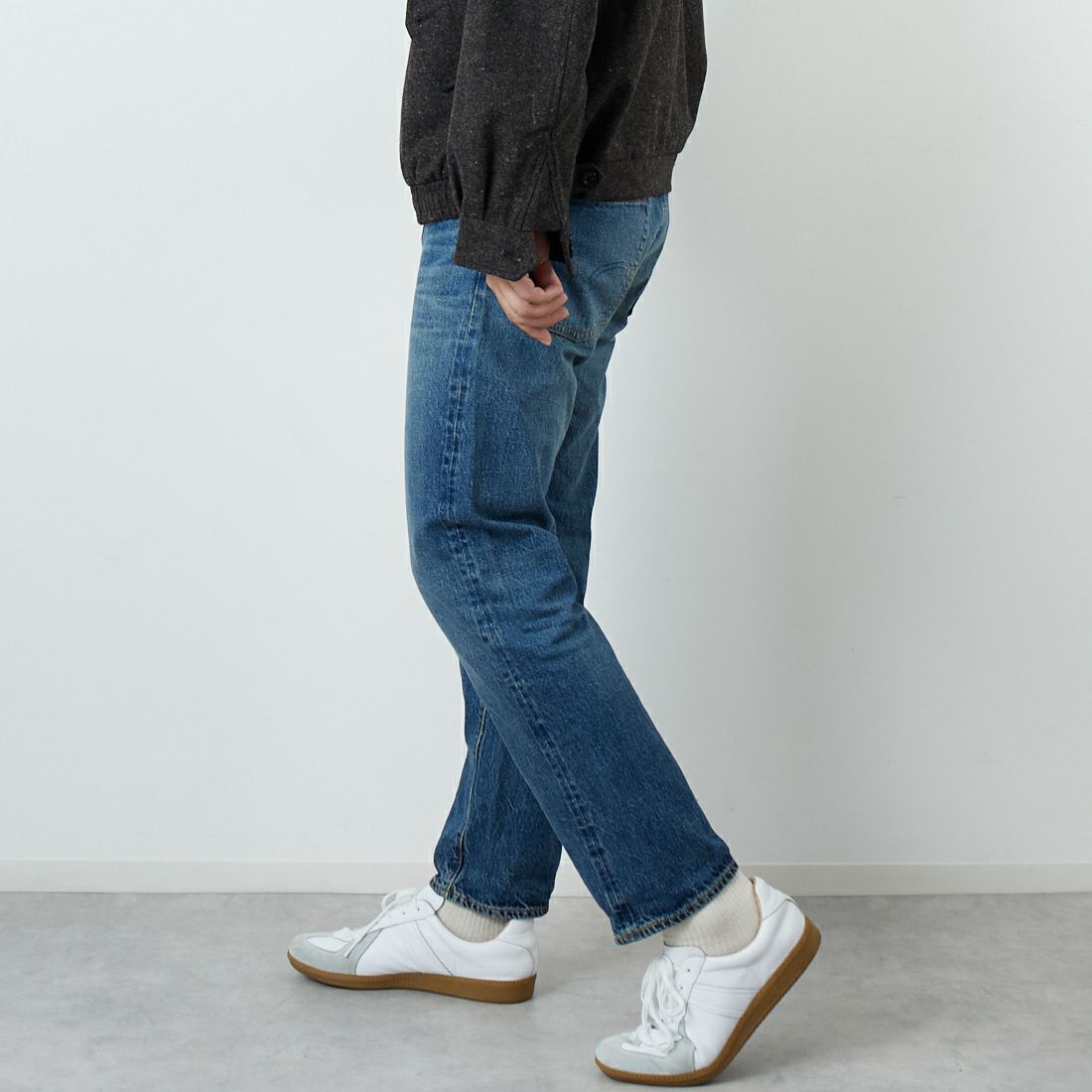 WAREHOUSE [ウエアハウス] 2ND-HAND デニムパンツ(USED WASH) [1105] UW (USED WASH 中)&&モデル身長：179cm 着用サイズ：32&&