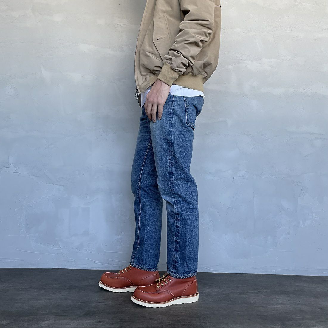 WAREHOUSE [ウエアハウス] 2ND-HAND デニムパンツ(USED WASH) [1105] UW (USED WASH 中)&&モデル身長：173cm 着用サイズ：31&&