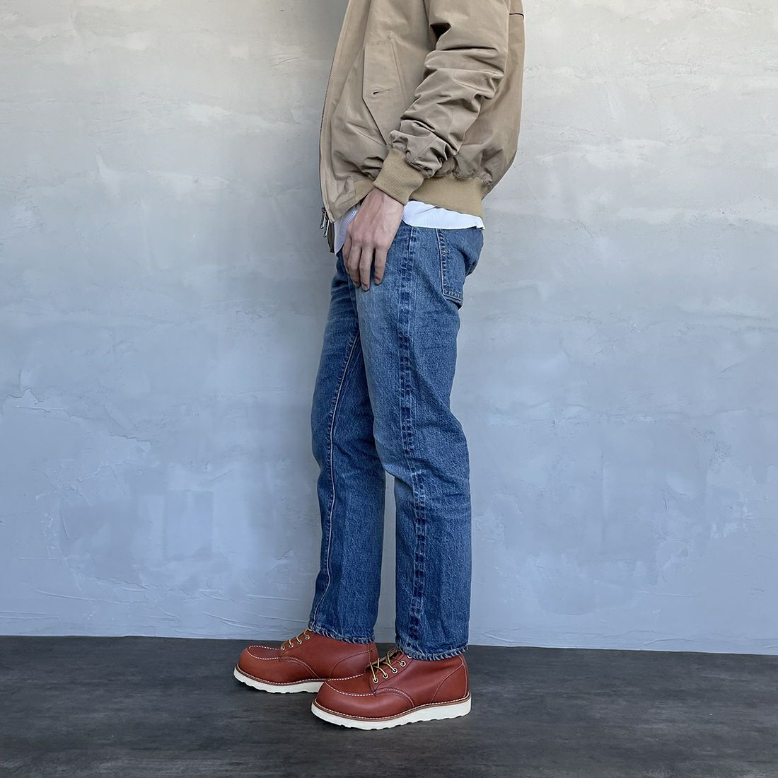 WAREHOUSE [ウエアハウス] 2ND-HAND デニムパンツ(USED WASH) [1105] UW (USED WASH 中)&&モデル身長：173cm 着用サイズ：31&&