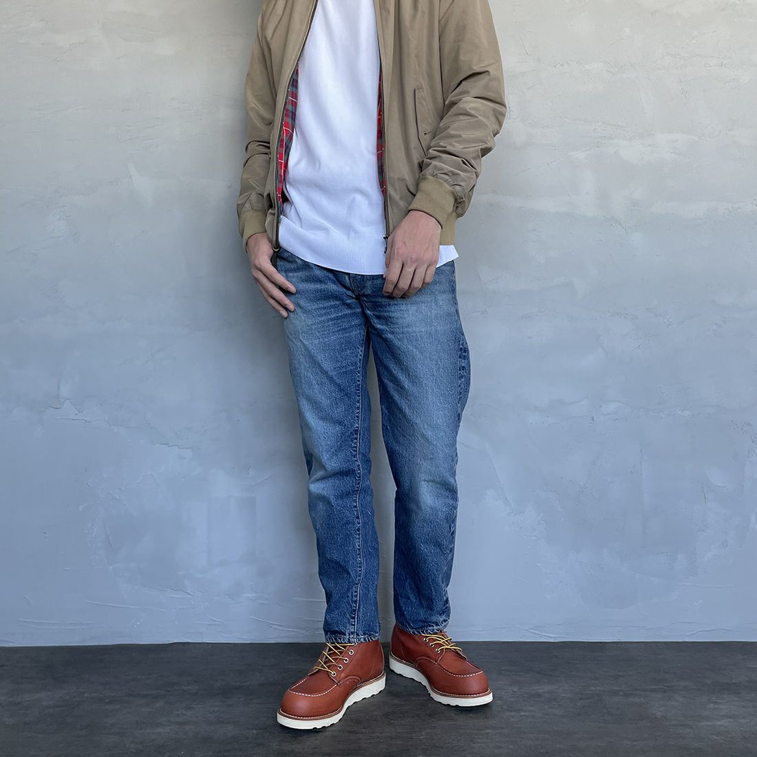 WAREHOUSE [ウエアハウス] 2ND-HAND デニムパンツ(USED WASH) [1105] UW (USED WASH 中)&&モデル身長：173cm 着用サイズ：31&&