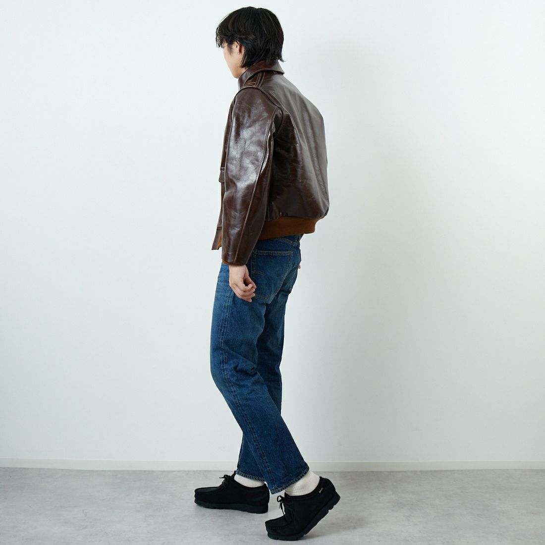 WAREHOUSE [ウエアハウス] 2ND-HAND デニムパンツ(USED WASH) [1105] D U/W (USED WASH 濃)&&モデル身長：179cm 着用サイズ：32&&