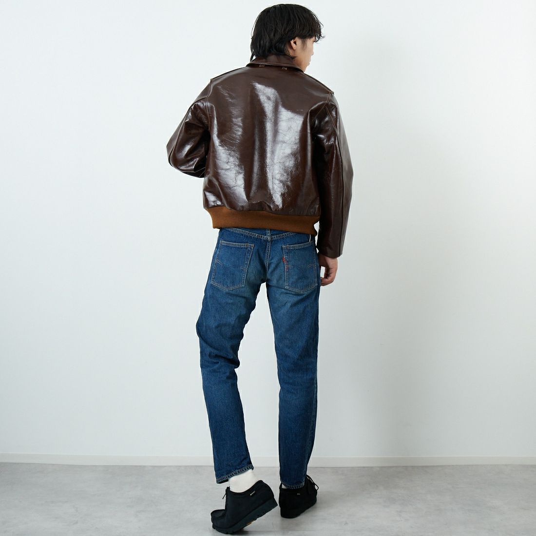 WAREHOUSE [ウエアハウス] 2ND-HAND デニムパンツ(USED WASH) [1105] D U/W (USED WASH 濃)&&モデル身長：179cm 着用サイズ：32&&