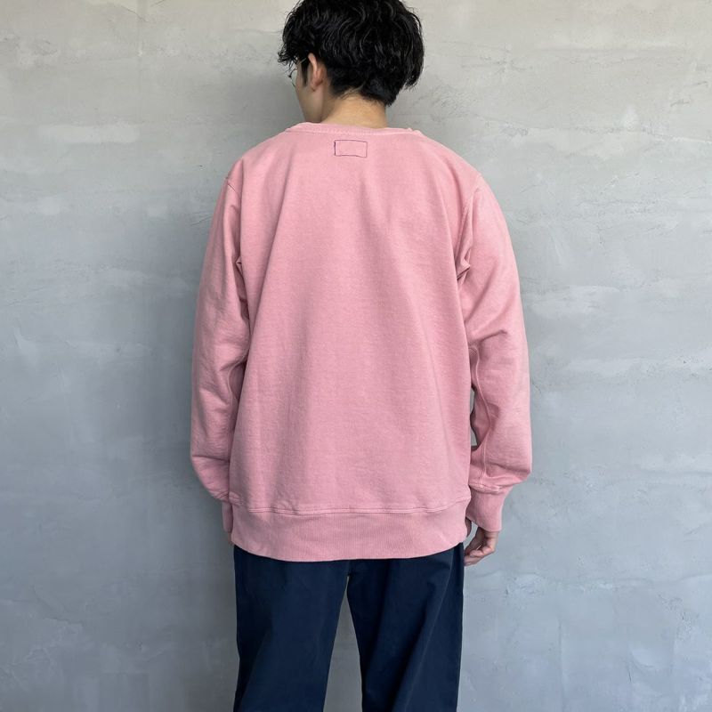 THE NORTH FACE PURPLE LABEL [ザ ノースフェイス パープルレーベル] 10oz マウンテンクルーネックスウェット [NT6303N] PB PNK/BLU&&モデル身長：168cm 着用サイズ：L&&