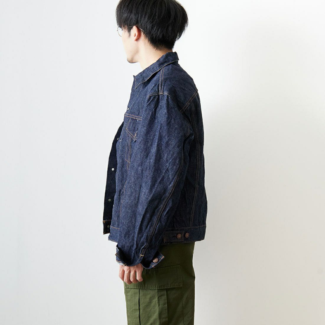 orSlow [オアスロウ] 別注 TYPE3 1960S デニムジャケット [81-6005-JF] 81 ONEWASH&&モデル身長：168cm 着用サイズ：4&&