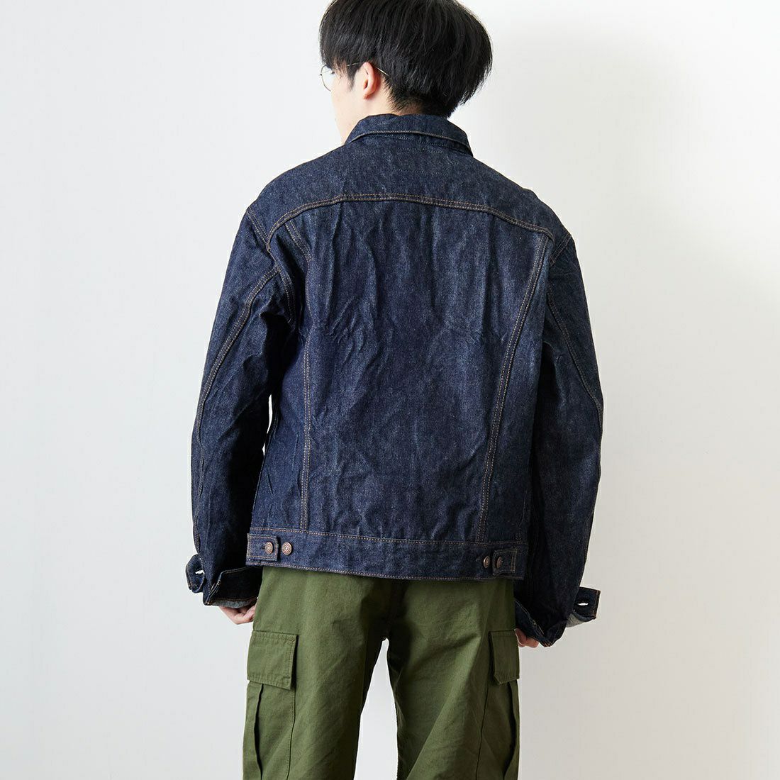 orSlow [オアスロウ] 別注 TYPE3 1960S デニムジャケット [81-6005-JF] 81 ONEWASH&&モデル身長：168cm 着用サイズ：4&&