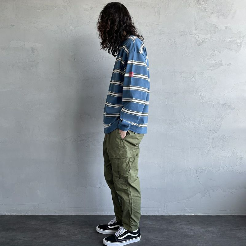 MANHATTAN PORTAGE [マンハッタンポーテージ] 別注 ワンポイント刺繍ロゴ ロングスリーブボーダーTシャツ [23SSMP-IN34-JF] BLU BD