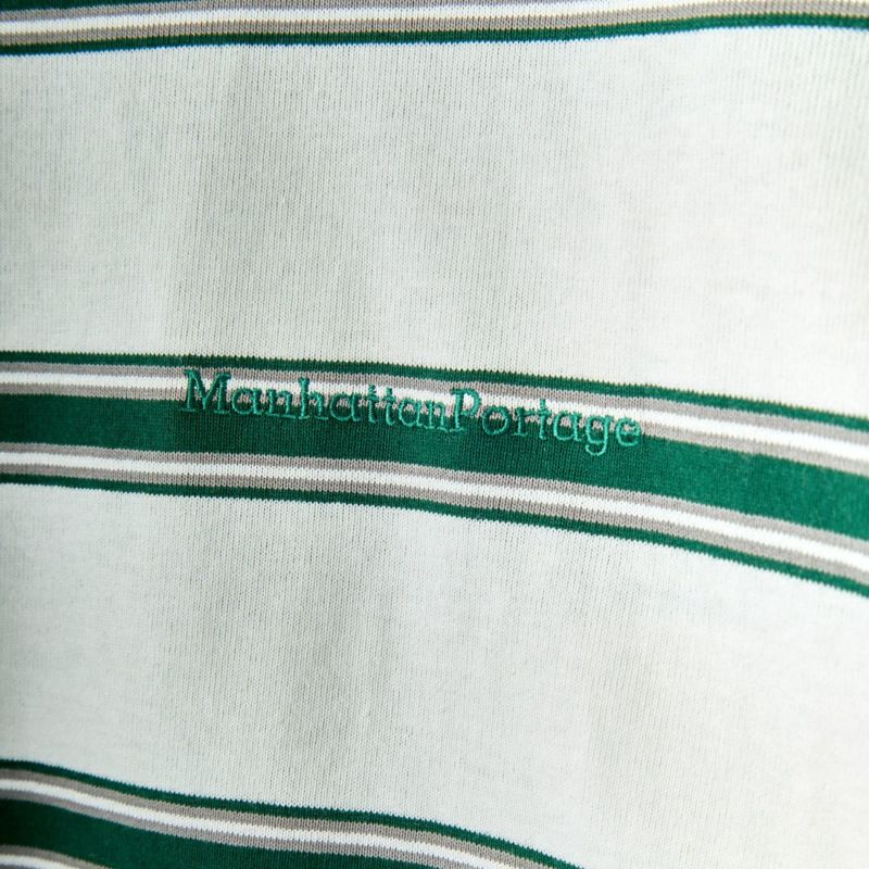 MANHATTAN PORTAGE [マンハッタンポーテージ] 別注 ワンポイント刺繍ロゴ ロングスリーブボーダーTシャツ [23SSMP-IN34-JF] WHT BD