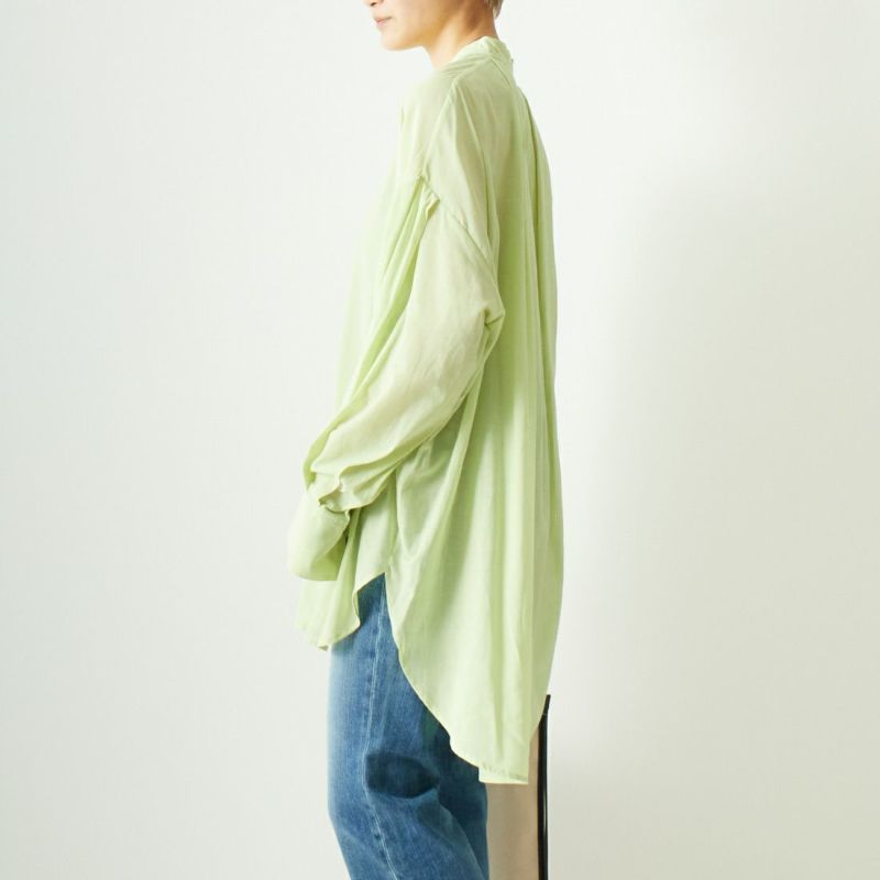 CHIGNON [シニヨン] シアーオーバーサイズシャツ [1622-461KK] LIME &&モデル身長：160cm 着用サイズ：F&&