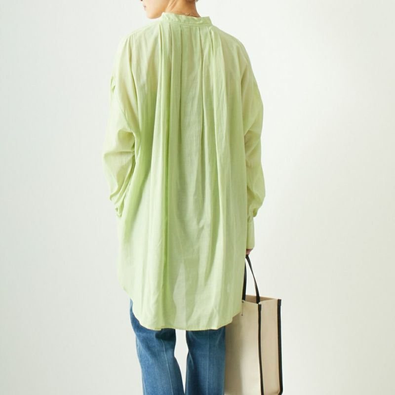 CHIGNON [シニヨン] シアーオーバーサイズシャツ [1622-461KK] LIME &&モデル身長：160cm 着用サイズ：F&&
