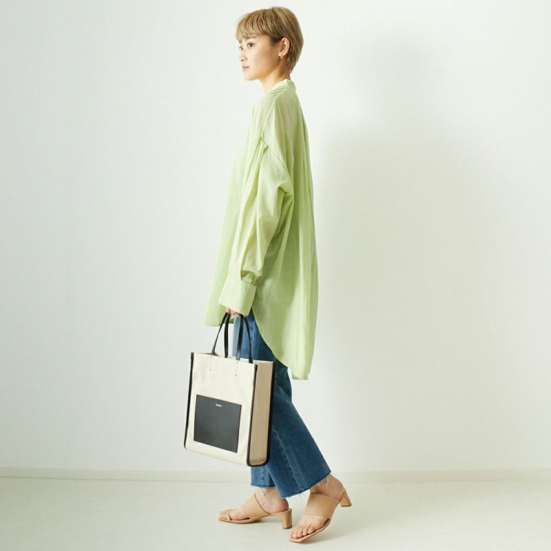 CHIGNON [シニヨン] シアーオーバーサイズシャツ [1622-461KK] LIME &&モデル身長：160cm 着用サイズ：F&&