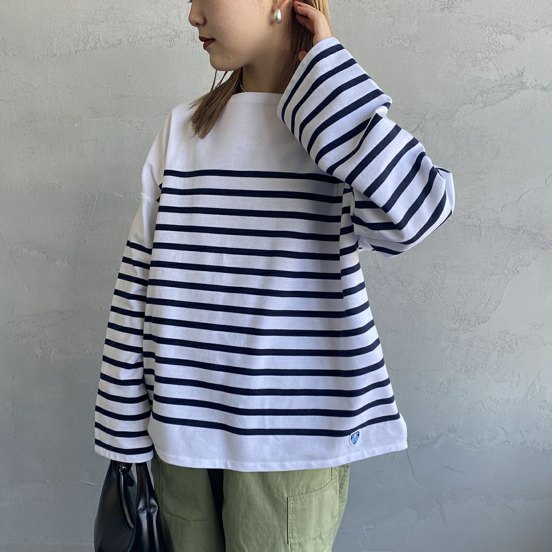 ORCIVAL [オーシバル] ボートネック プルオーバーTシャツ [6819] WHI/PIR &&モデル身長：156cm 着用サイズ：1&&