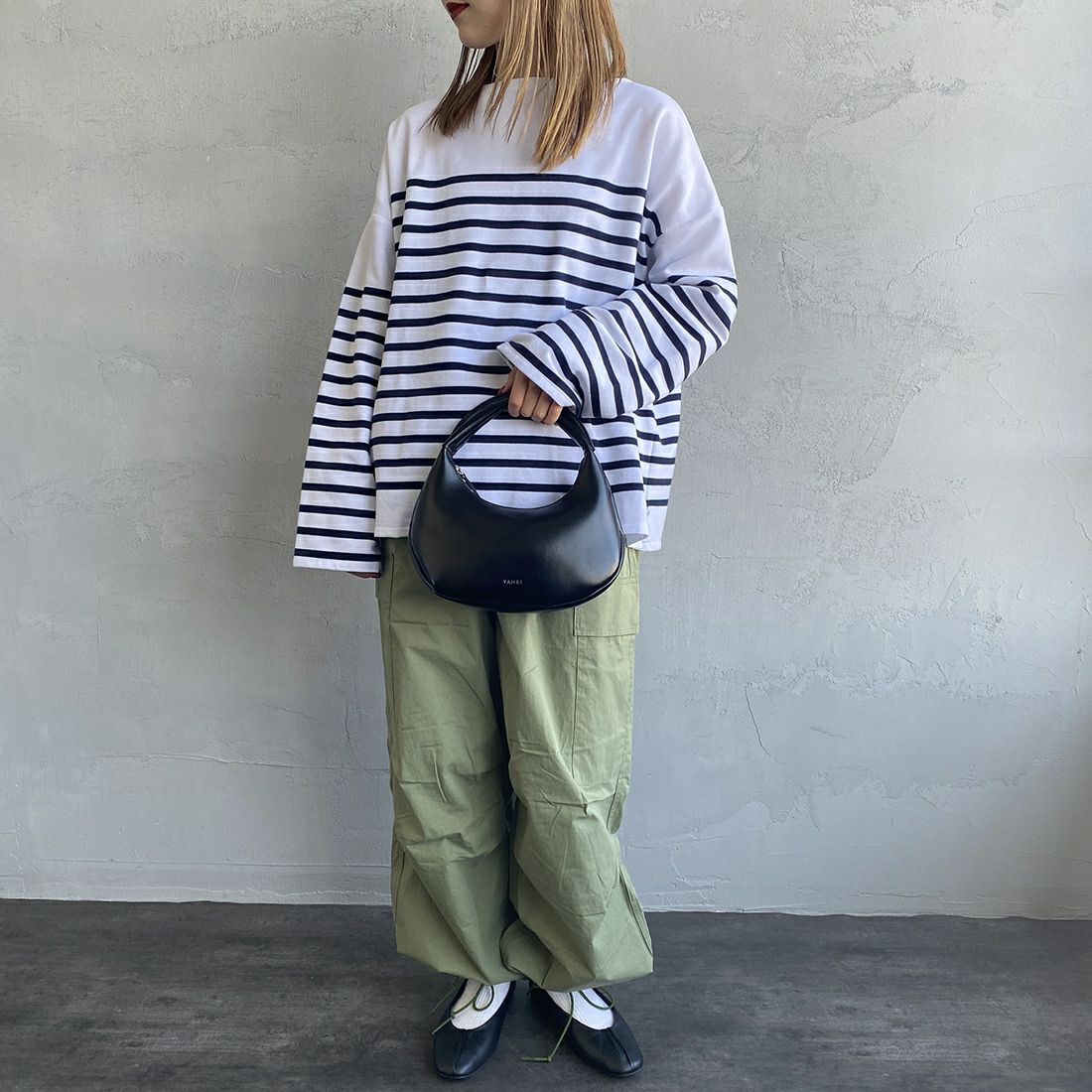 ORCIVAL [オーシバル] ボートネック プルオーバーTシャツ [6819] WHI/PIR &&モデル身長：156cm 着用サイズ：1&&