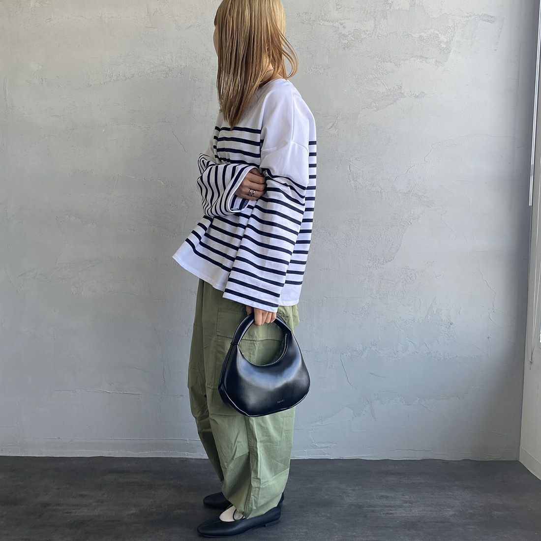ORCIVAL [オーシバル] ボートネック プルオーバーTシャツ [6819] WHI/PIR &&モデル身長：156cm 着用サイズ：1&&