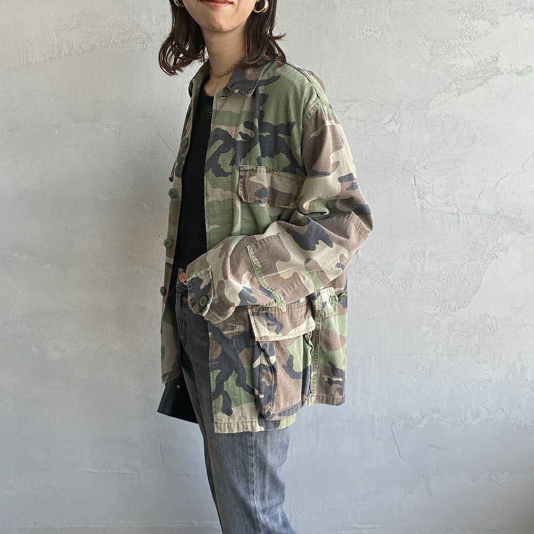ROTHCO [ロスコ] BDU シャツジャケット [BDSH-OZONE] WOODLAND &&モデル身長：163cm 着用サイズ：XS&&
