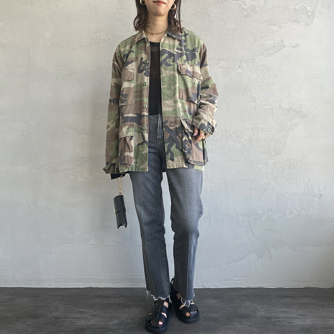 ROTHCO [ロスコ] BDU シャツジャケット [BDSH-OZONE] WOODLAND &&モデル身長：163cm 着用サイズ：XS&&