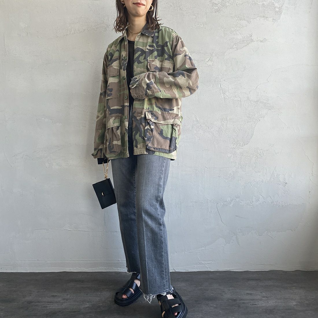 ROTHCO [ロスコ] BDU シャツジャケット [BDSH-OZONE] WOODLAND &&モデル身長：163cm 着用サイズ：XS&&