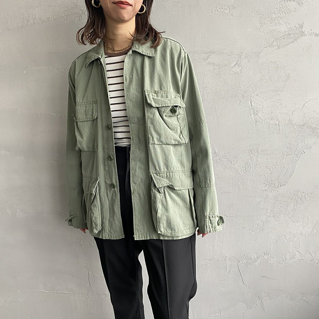 ROTHCO [ロスコ] BDU シャツジャケット [BDSH-OZONE] OLIVE &&モデル身長：163cm 着用サイズ：XS&&