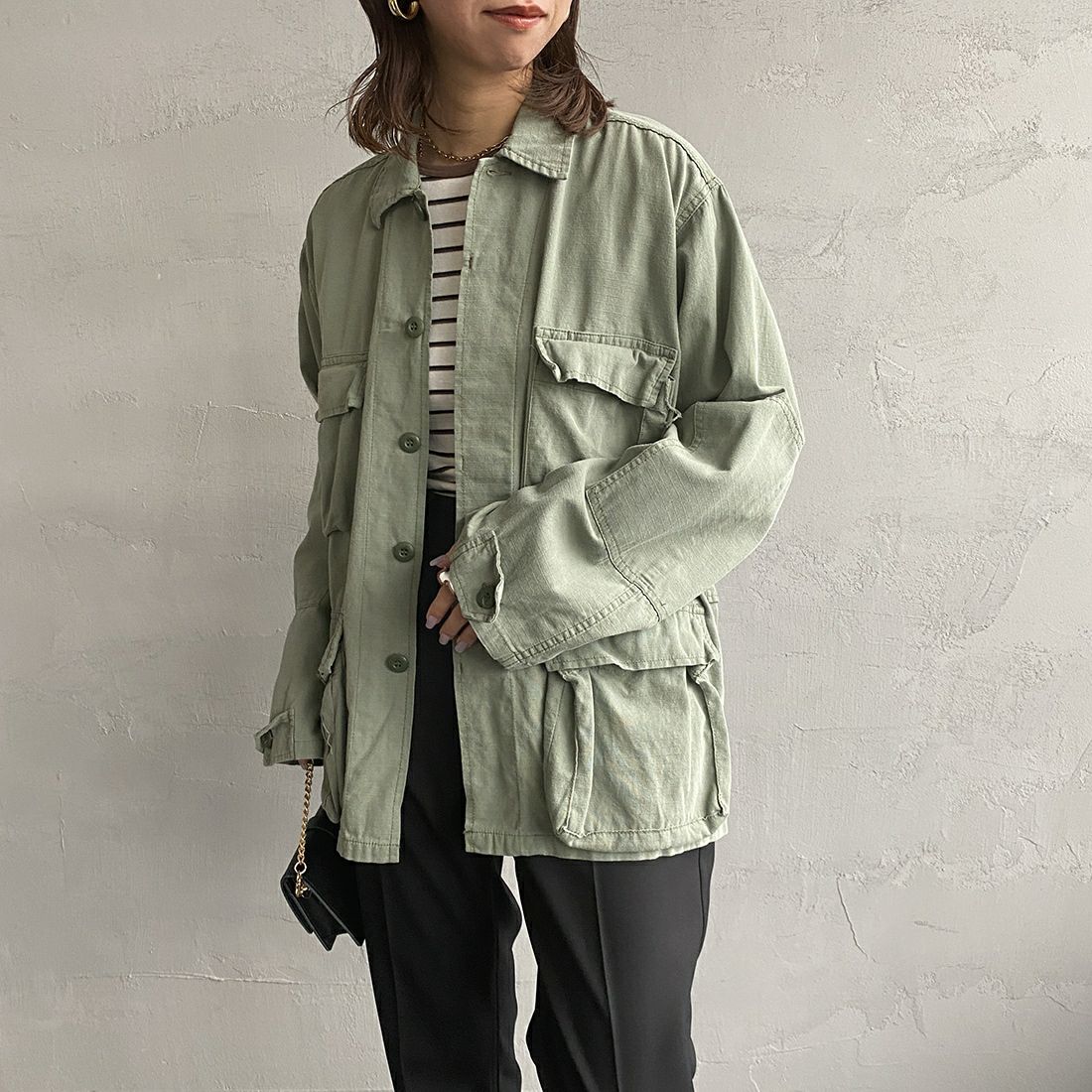 ROTHCO [ロスコ] BDU シャツジャケット [BDSH-OZONE] OLIVE &&モデル身長：163cm 着用サイズ：S&&