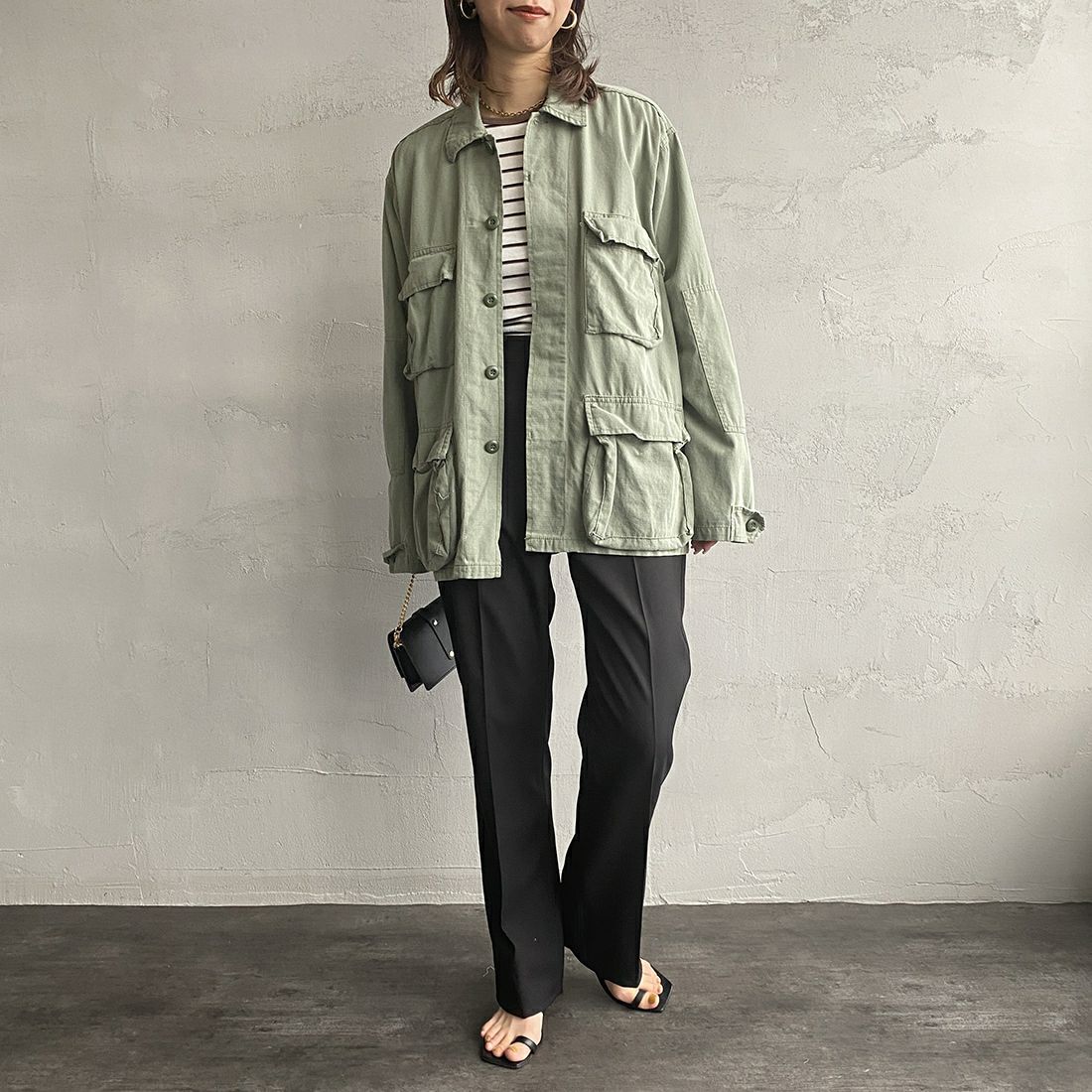 ROTHCO [ロスコ] BDU シャツジャケット [BDSH-OZONE] OLIVE &&モデル身長：163cm 着用サイズ：S&&