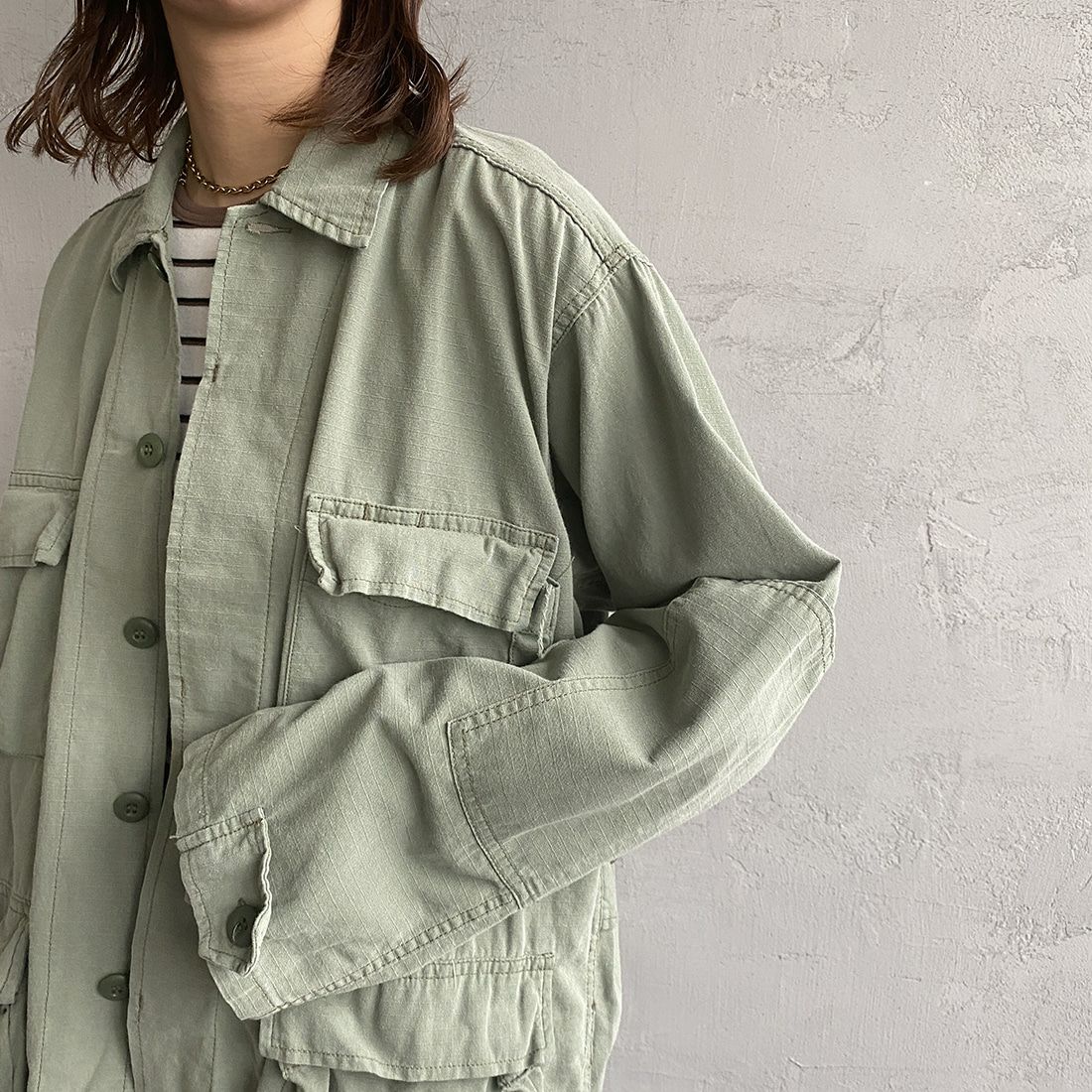 ROTHCO [ロスコ] BDU シャツジャケット [BDSH-OZONE] OLIVE &&モデル身長：163cm 着用サイズ：S&&