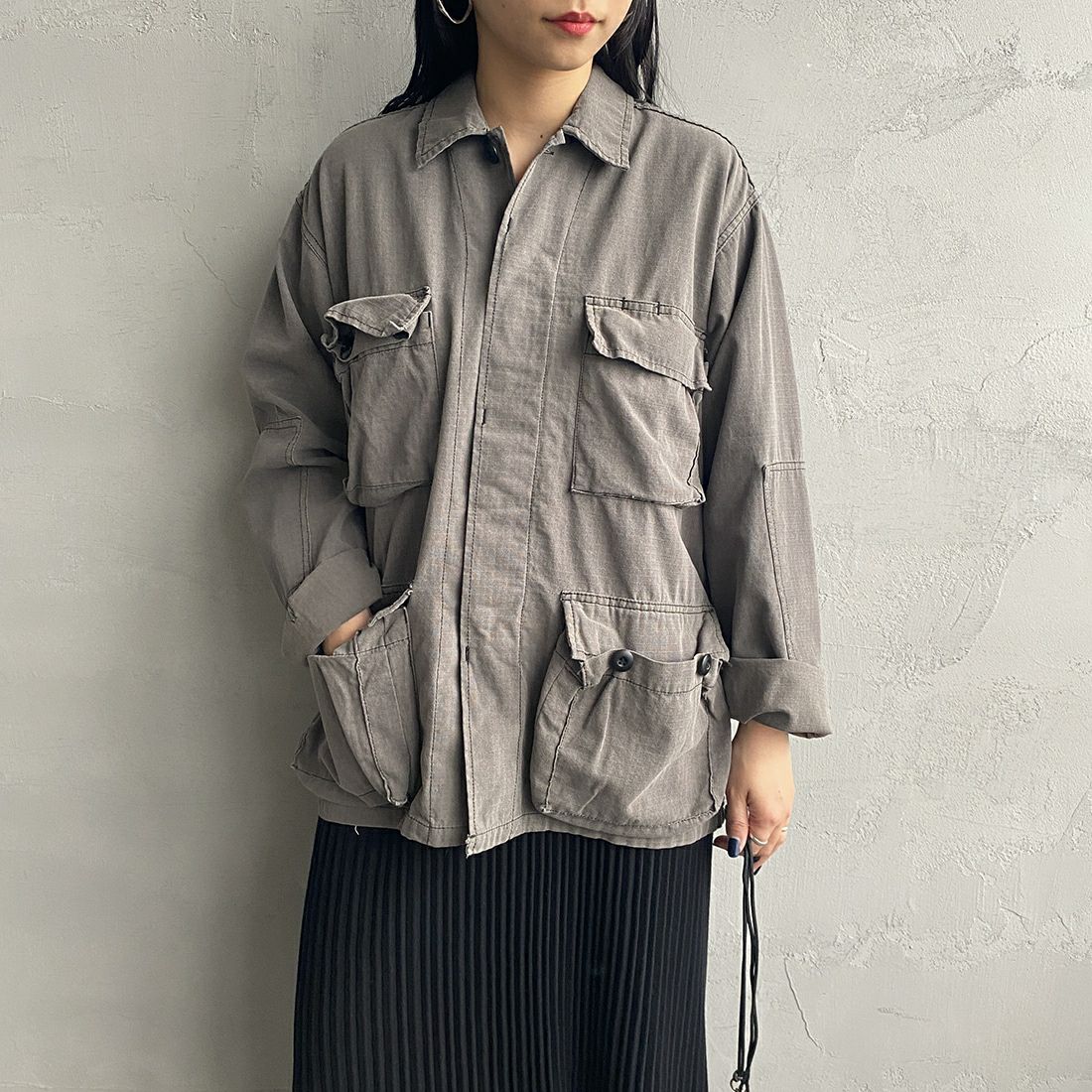 ROTHCO [ロスコ] BDU シャツジャケット [BDSH-OZONE] BLACK &&モデル身長：156cm 着用サイズ：S&&