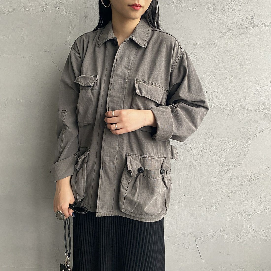 ROTHCO [ロスコ] BDU シャツジャケット [BDSH-OZONE] BLACK &&モデル身長：156cm 着用サイズ：S&&