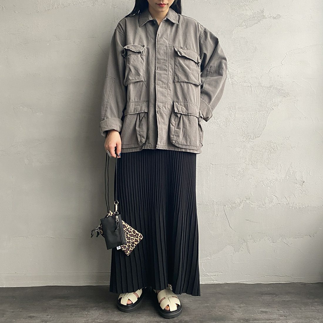 ROTHCO [ロスコ] BDU シャツジャケット [BDSH-OZONE] BLACK &&モデル身長：156cm 着用サイズ：S&&