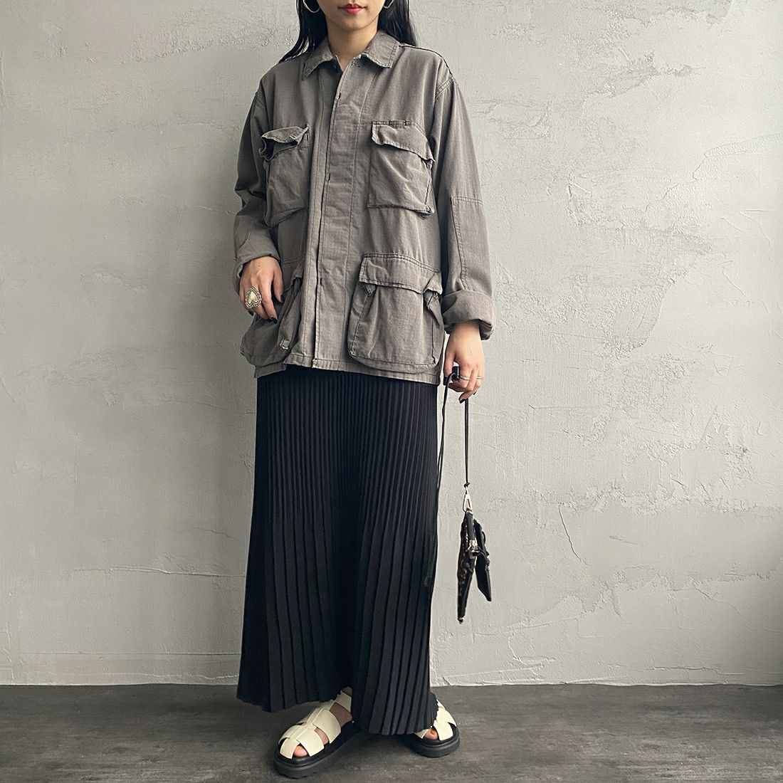 ROTHCO [ロスコ] BDU シャツジャケット [BDSH-OZONE] BLACK &&モデル身長：156cm 着用サイズ：S&&