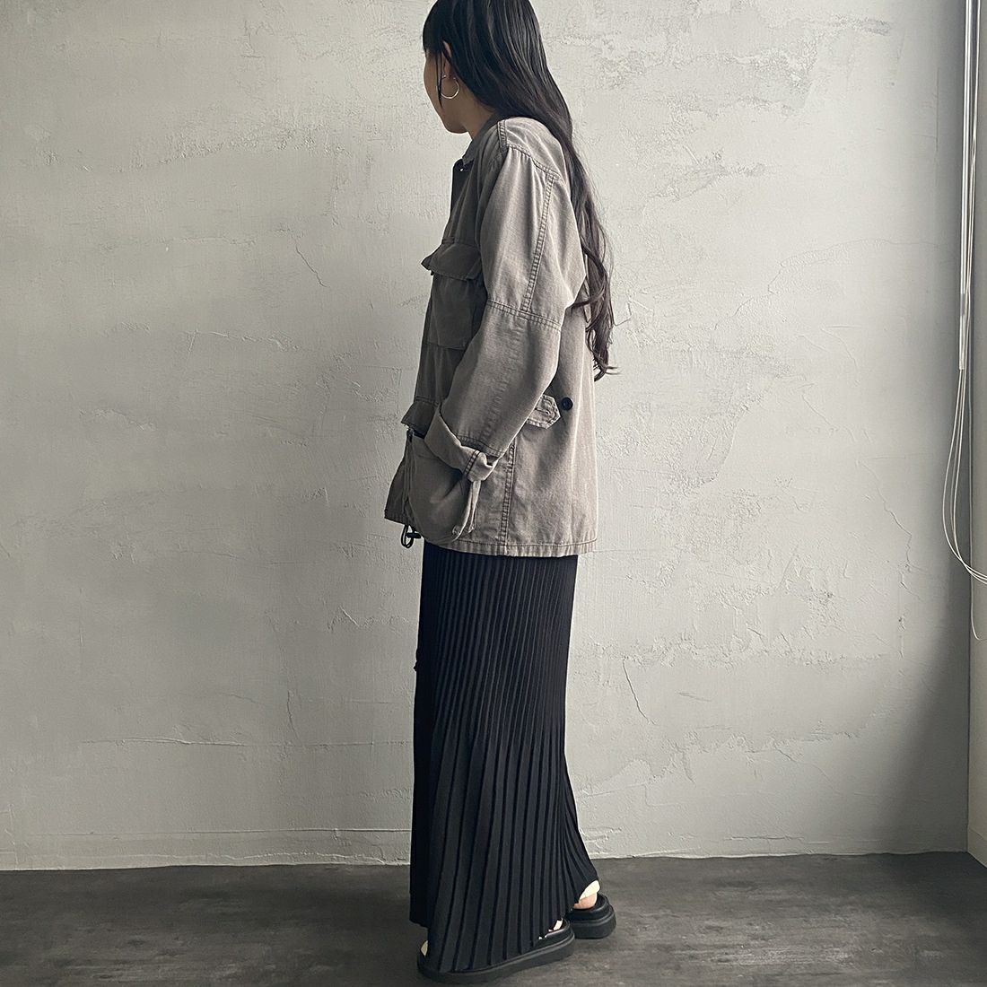 ROTHCO [ロスコ] BDU シャツジャケット [BDSH-OZONE] BLACK &&モデル身長：156cm 着用サイズ：S&&