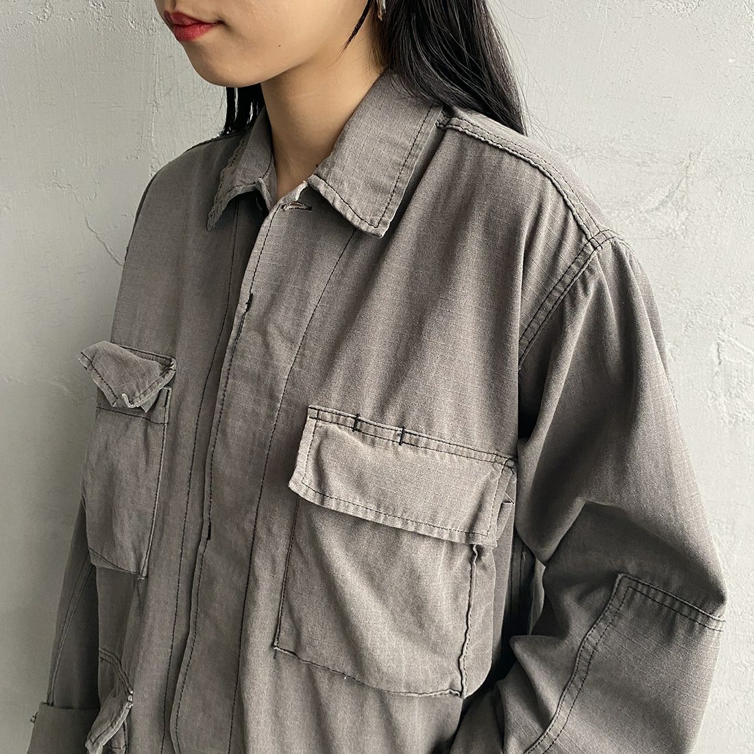 ROTHCO [ロスコ] BDU シャツジャケット [BDSH-OZONE] BLACK &&モデル身長：156cm 着用サイズ：S&&