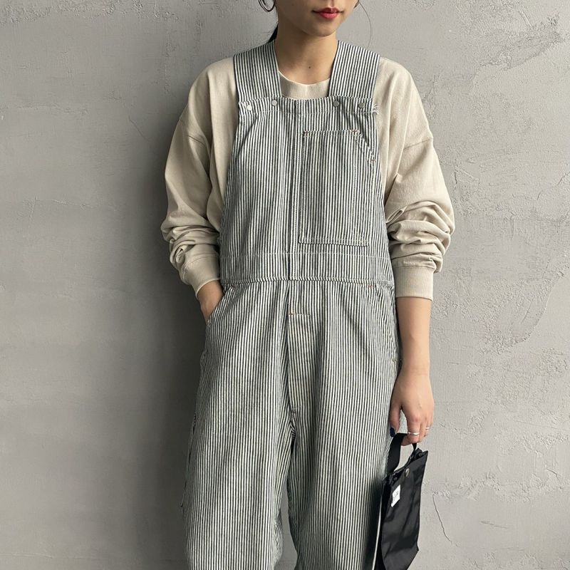 WHITE FIELD [ホワイトフィールド] 別注 オーバーオール [WF-002OA-TW3W-JF] HICKORY &&モデル身長：156cm 着用サイズ：S&&