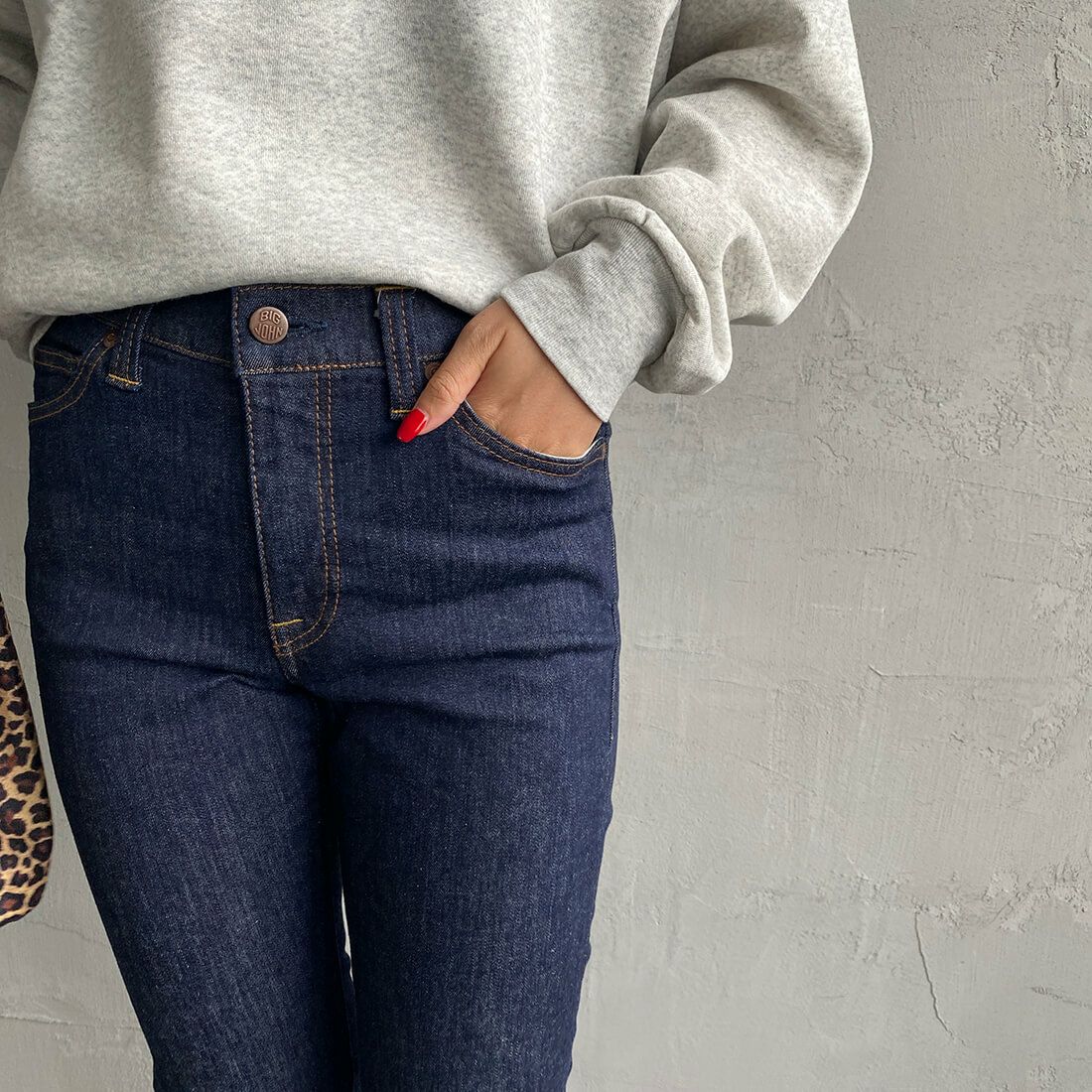 BIG JOHN [ビッグジョン] ヌードレッグ [MML106K] 001&&モデル身長：156cm　着用サイズ：S&&