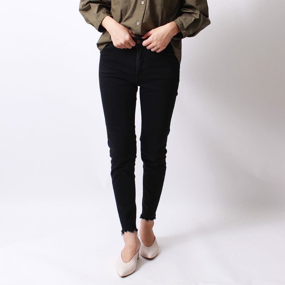 BIG JOHN [ビッグジョン] ヌードレッグ [MML106K] BK12 &&モデル身長：160cm 着用サイズ：S&&