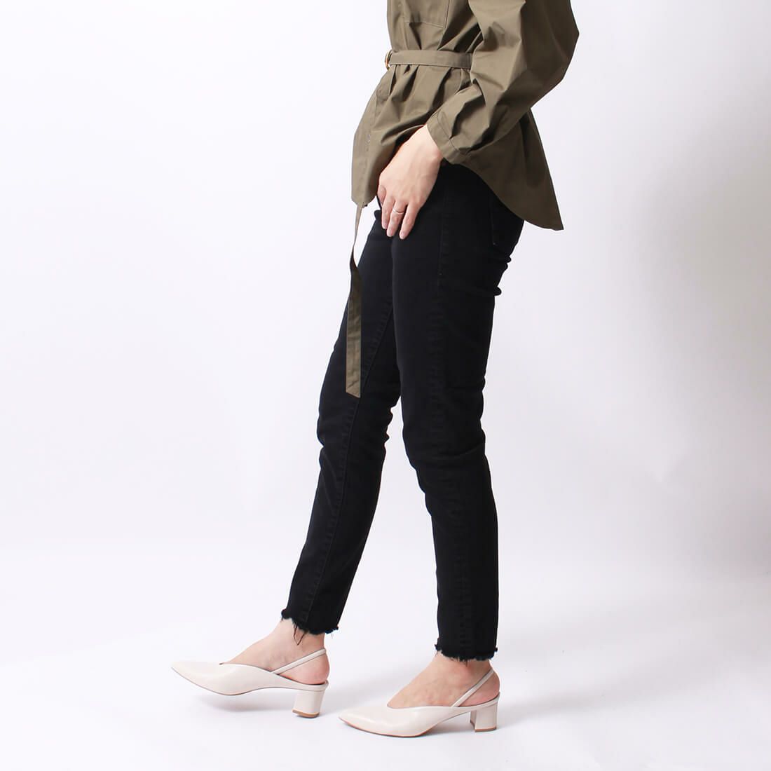 BIG JOHN [ビッグジョン] ヌードレッグ [MML106K] BK12 &&モデル身長：160cm 着用サイズ：S&&