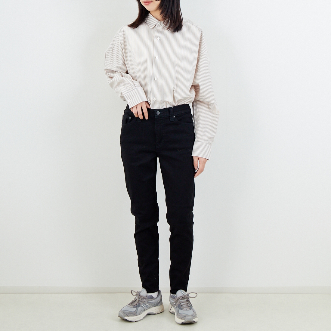 BIG JOHN [ビッグジョン] ヌードレッグ [MML106K] BK12 &&モデル身長：160cm 着用サイズ：S&&