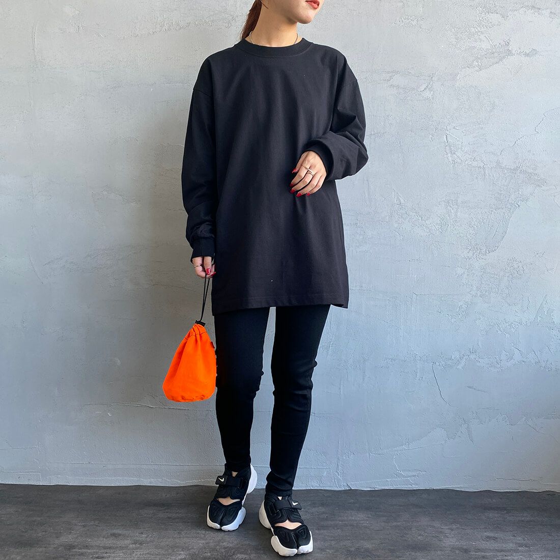 BIG JOHN [ビッグジョン] ヌードレッグ [MML106K] BK01&&モデル身長：156cm 着用サイズ：XS&&