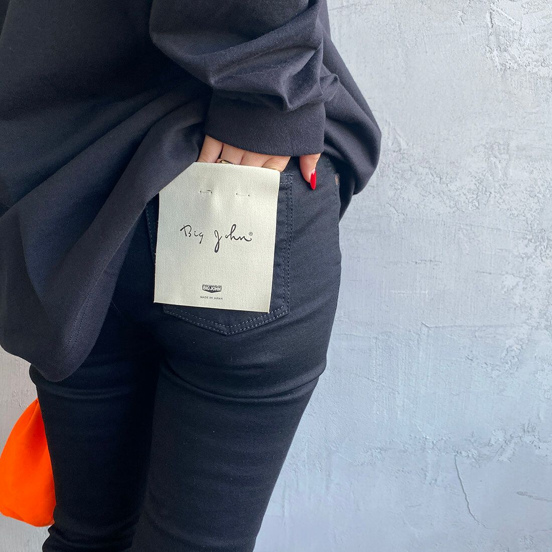 BIG JOHN [ビッグジョン] ヌードレッグ [MML106K] BK01&&モデル身長：156cm 着用サイズ：XS&&