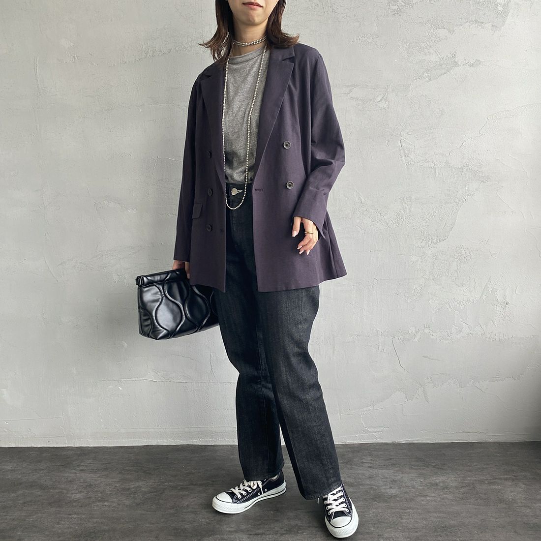 RED CARD TOKYO [レッドカード トーキョー] 辺見えみりコラボレーションモデル Emily ミッドライズフレアデニム [603513HE01-JF] C-BLK RINS &&モデル身長：163cm 着用サイズ：25&&