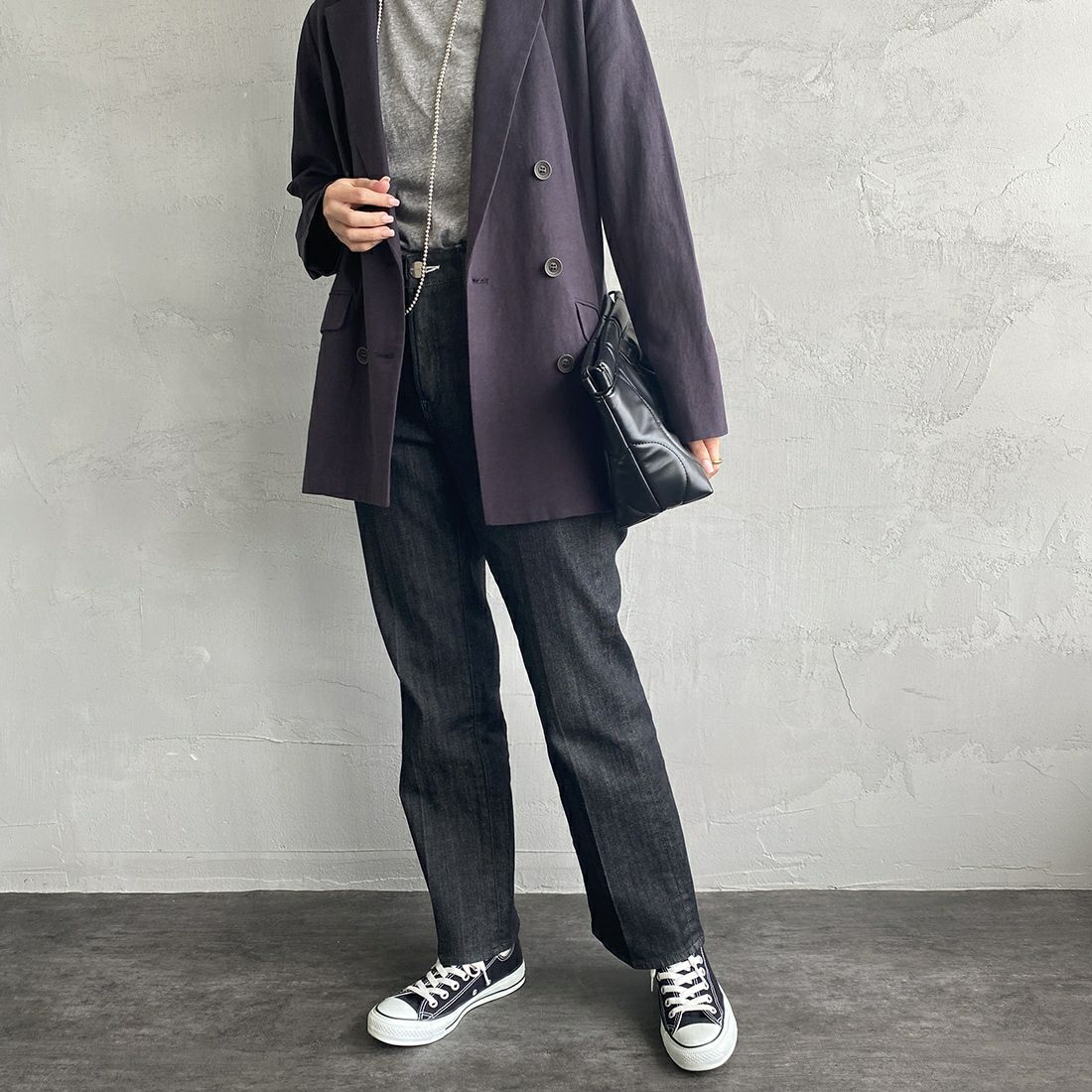 RED CARD TOKYO [レッドカード トーキョー] 辺見えみりコラボレーションモデル Emily ミッドライズフレアデニム [603513HE01-JF] C-BLK RINS &&モデル身長：163cm 着用サイズ：25&&