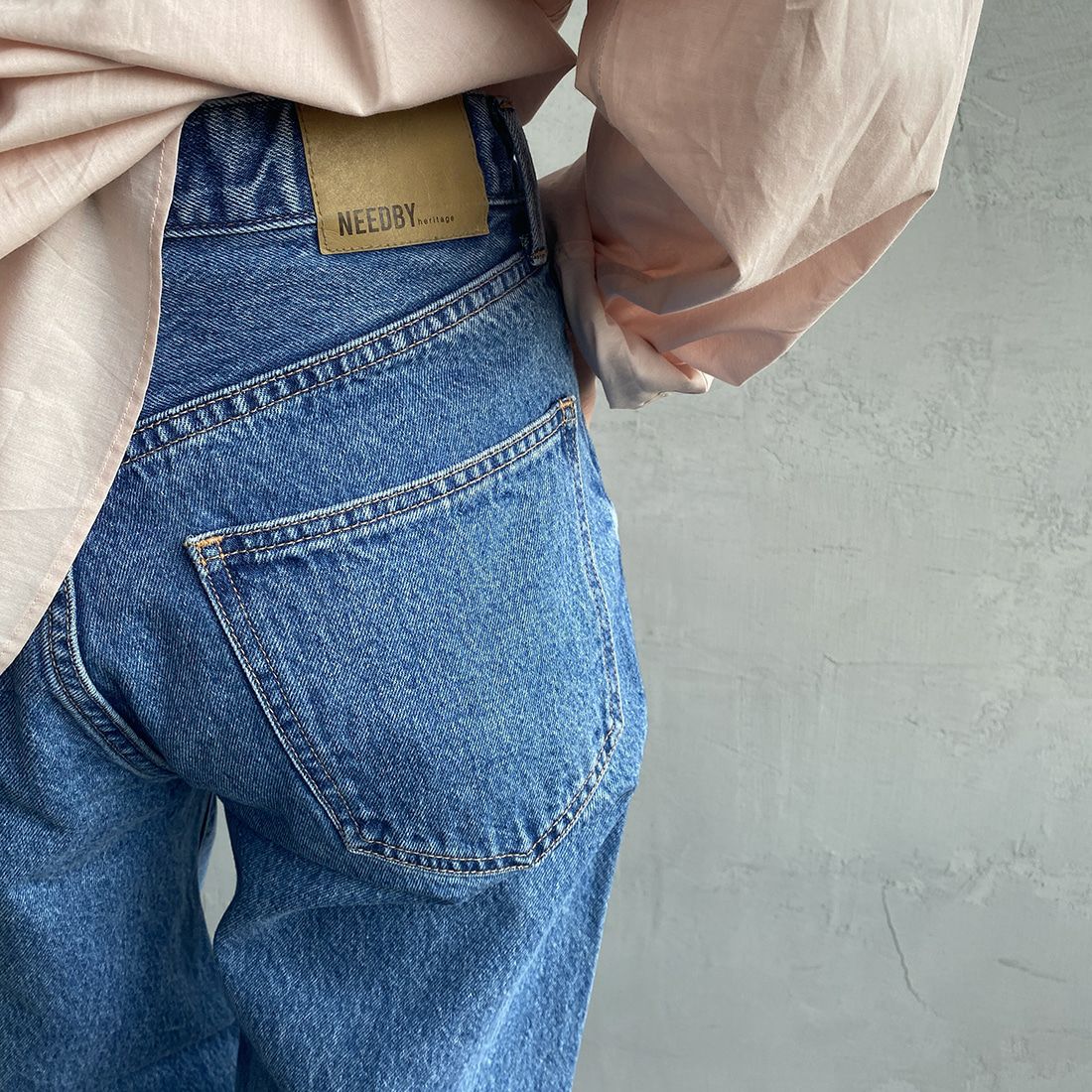 NEEDBY heritage [ニードバイヘリテージ] 別注 JOE ストレートデニム [JOE-JF] MB &&モデル身長：160cm 着用サイズ：27&&